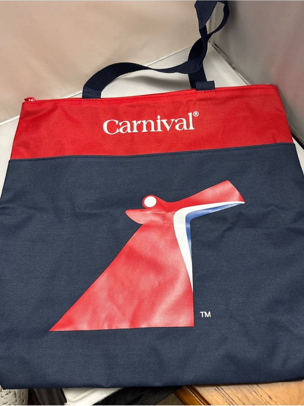 Carnival Branded Red and Navy Tote Bag